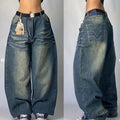 Denim High Waist Women Baggy Jeans with Pockets - Street Style