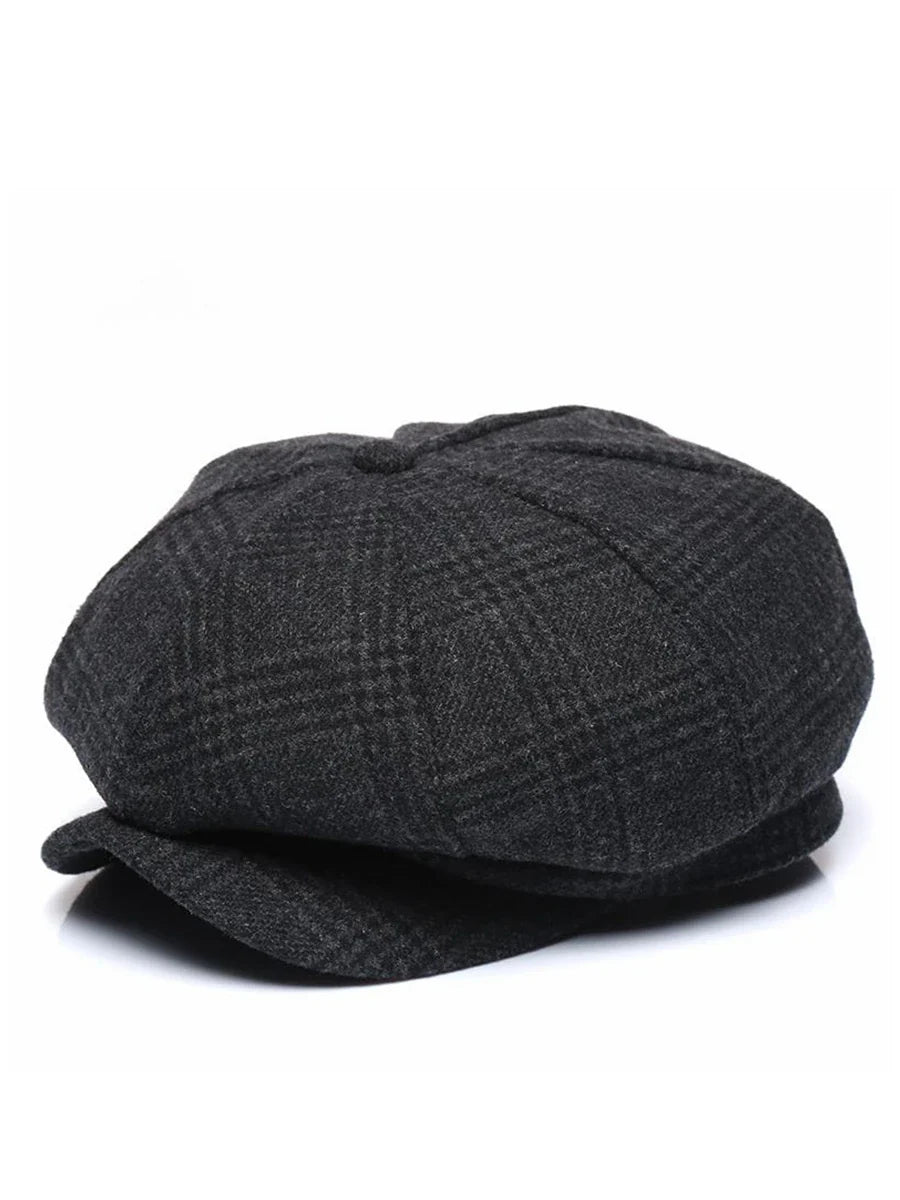 Caps- Thickened Wool tweed Octagonal Hat Dad Winter Felt New Cap