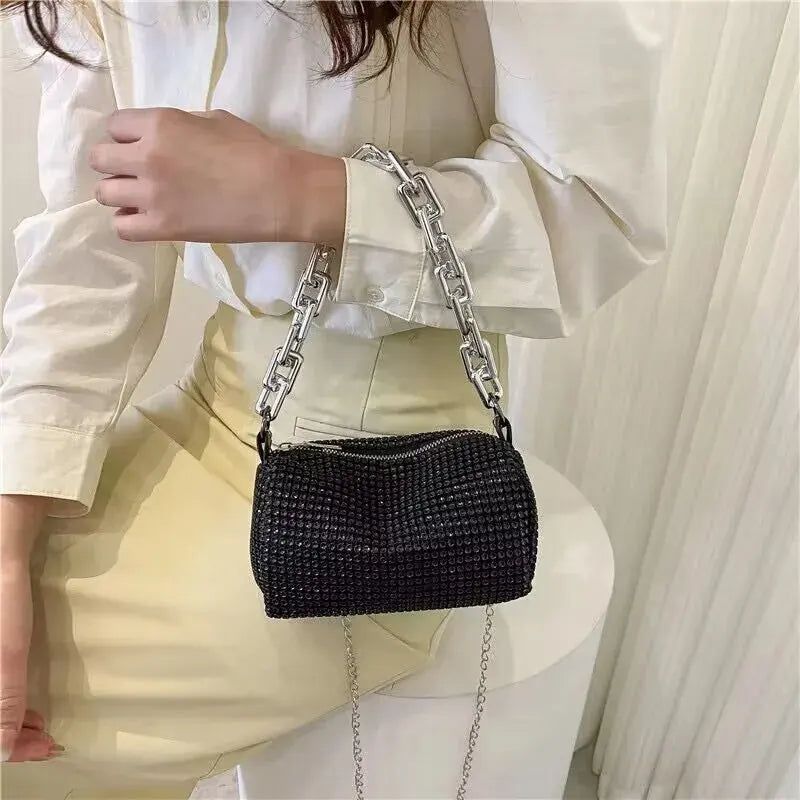 Handbag- Rhinestone Bucket Bag Glitter Chain Purse Women's Mini Bag