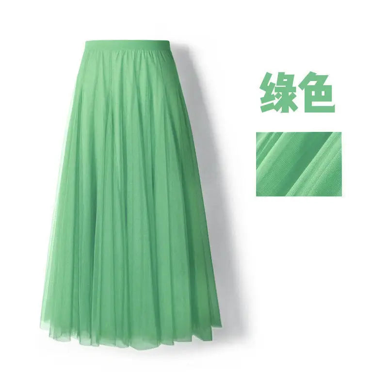 Skirts- New Solid Long Skirt Big Swing Gauze Skirt A-line Dance Skirt