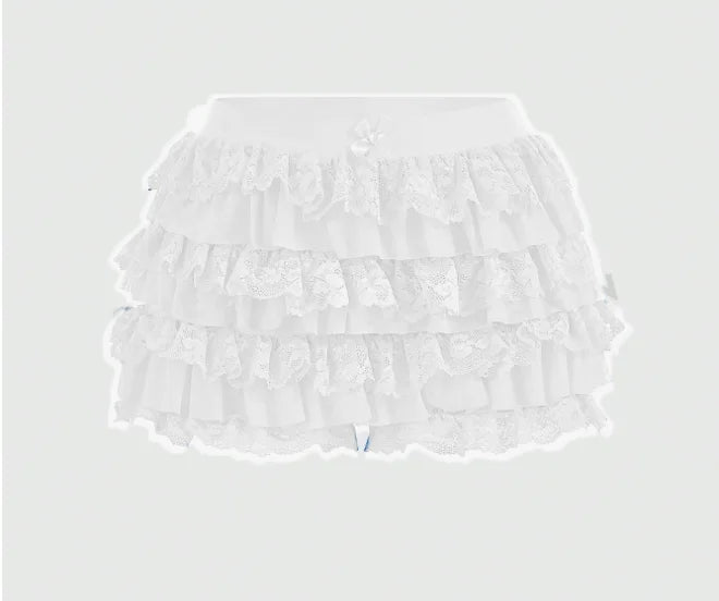 Women's Sweet Bow Lace Ruffles Shorts  Aesthetic Elastic Waist Short PSPECIFICATIONSBrand Name: hiriginDecoration: BOWDecoration: RUFFLESDecoration: TierredFabric Type: BroadclothHign-concerned Chemical: NonePant Style: regularPattern DMEwomenstorenull