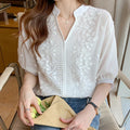 Short Sleeve Women Shirt Embroidery White Shirt V-neck Lantern SleeveSPECIFICATIONSBrand Name: SURE XIAO STORYStyle: vintageElasticity: Non StrechOrigin: Mainland ChinaCN: GuangdongSeason: Spring/SummerFabric Type: BroadclothMaterial:DMEwomenstorenull