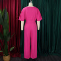 Jumpsuits Women Elegant Luxury O Neck Short Sleeve Belt Waisted StraigSPECIFICATIONSBrand Name: NoEnName_NullStyle: Office LadyAge: MIDDLE AGEOrigin: Mainland ChinaCN: GuangdongSeason: All seasonMaterial: POLYESTERDecoration: sashesFabDMEwomenstorenull