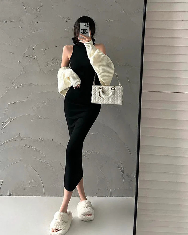 Turtleneck Midi Dress Women Ladies Elastic Hip Wrap Elegant Bodycon DrSPECIFICATIONSBrand Name: MEXZTElasticity: Slight StrechSleeve Style: regularFabric Type: ViscoseHign-concerned Chemical: NonePattern Type: SolidFit Type: SlimSilhouDMEwomenstorenull