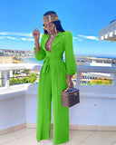 Jumpsuit- Clothes For Women African Long Sleeve V-neck Party Jumpsuit