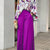 2-Pieces Set Print Blouse Solid High Waist Wide Leg Pants Elegant Lady