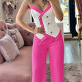 Two-piece Set for Women: Sexy Cami Top & High Waist Pants  stylish