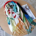 original single Spanish new trend colorful leisure gift shawl scarfSPECIFICATIONSBrand Name: NoEnName_NullCraft of Weaving: Non-wovenOrigin: ES(Origin)Gender: WOMENDepartment Name: ADULTHign-concerned Chemical: NoneMaterial: POLYESTDMEwomenstorenull