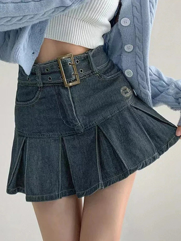 denim skirt women's clothing spring and summer retro pleated skirt empSPECIFICATIONSBrand Name: HIZILENTMaterial: COTTONStyle: High StreetElasticity: Non StrechOrigin: Mainland ChinaCN: GuangdongSeason: Spring/SummerFabric Type: DenimHDMEwomenstorenull