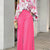 2-Pieces Set Print Blouse Solid High Waist Wide Leg Pants Elegant Lady