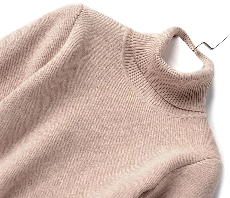 Turtleneck Sweater Women Korean Fashion Lined Warm Knitted Pullover SlSPECIFICATIONSBrand Name: NoEnName_Nullwhether full opening: NoClothing Length: regularMaterial: AcetateDecoration: sashesClosure Type: Single BreastedCollar: RuffleDMEwomenstorenull