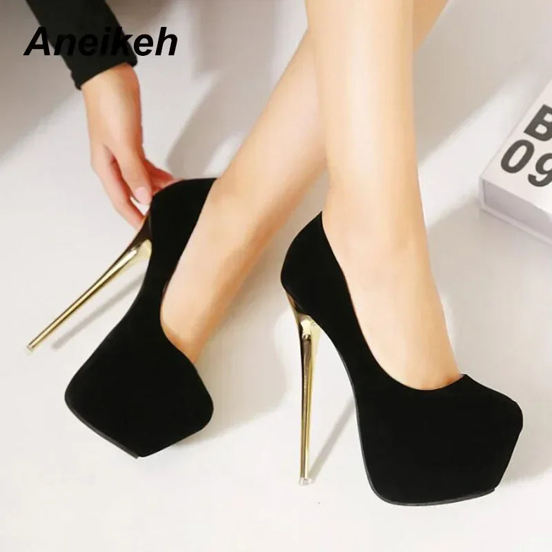 Heels- Sexy Pumps Women Fetish Shoes High Heel Stripper Flock Pumps